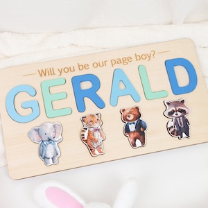 Puzzle "Vuoi essere il nostro paggetto", puzzle personalizzato per portatore dell'anello con nome, chiedi al portatore dell'anello, vuoi essere il mio portatore dell'anello, regalo per paggetto