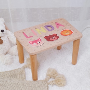 Personalized Name Puzzle Stool, Toddlers Step Stool with Name Puzzle, Custom Name Stool Bench, 1st Birthday Gifts, Baby Shower Gift for Kid