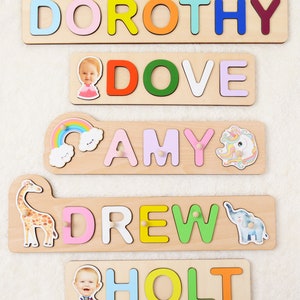 Personalized Name Puzzle, Baby Gift Wooden Montessori Toys, Christmas Gift Kids Busy Board Toddler Puzzle, First Birthday Gift Nursery Decor image 6