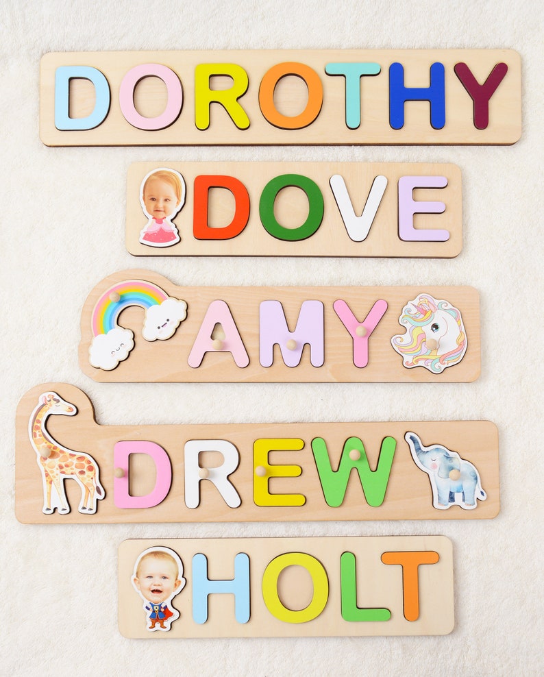 Personalized Name Puzzle, Baby Gift Wooden Montessori Toys, Christmas Gift Kids Busy Board Toddler Puzzle, First Birthday Gift Nursery Decor image 6