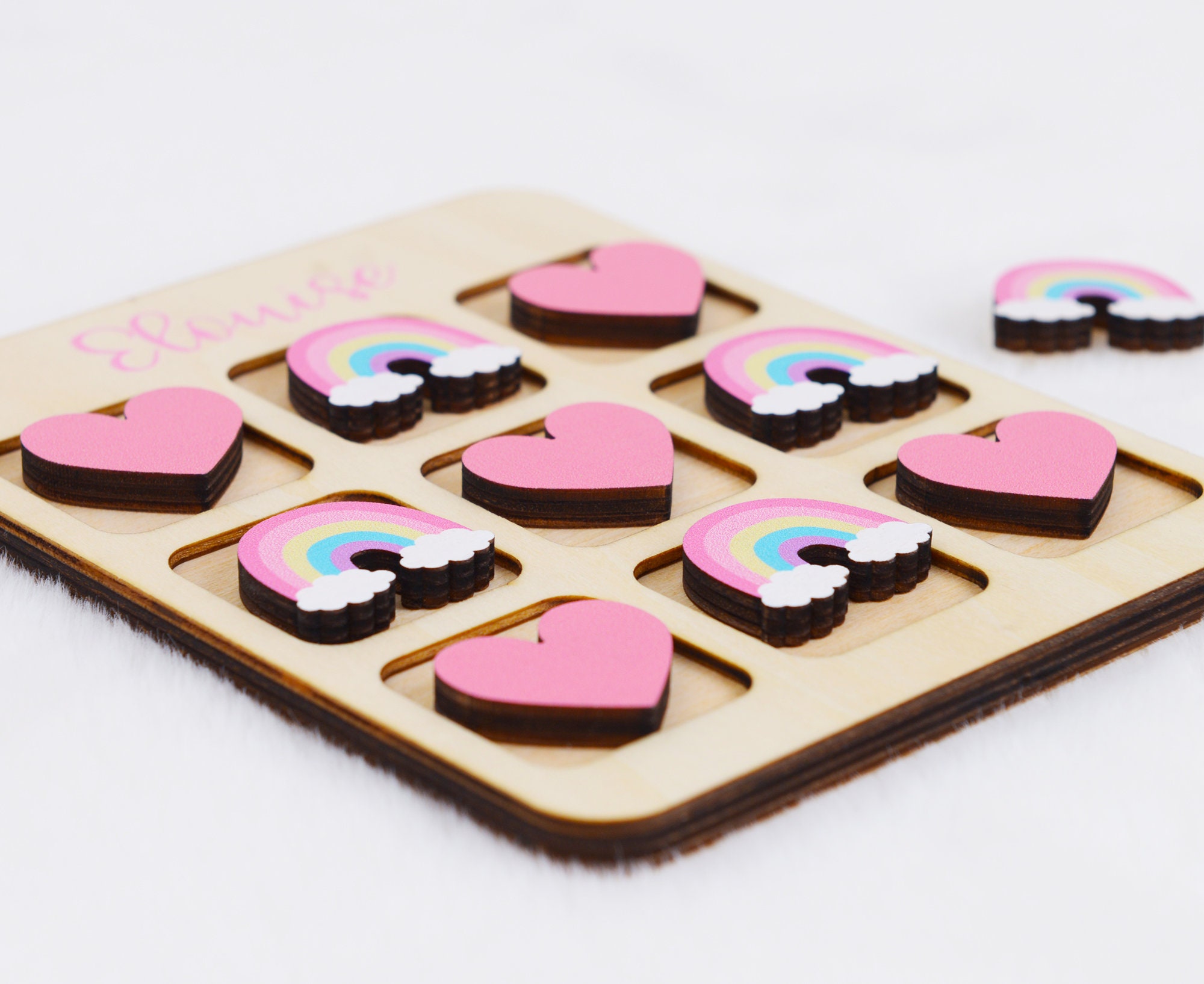 Tic Tac Toe Valentine, Custom Travel Game Children, Valentine&#39;s Day Gift for Kids, Valentines for Class, Wooden Kids Game, Personalized Gift