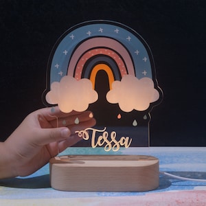 Personalized Rainbow Night Light for Kids, Nursery Room Night Light with Name, Desk Lamp Custom Nursery Light, Bedroom LED Lamp Baby Gift