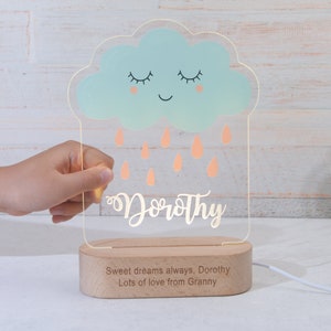 Kid Night Light with Custom Name, Nursery Room Night Light, Personalized Table Lamp, Nursery Light, Customized Toddler Gift, Nursery Decor T005 Cloud