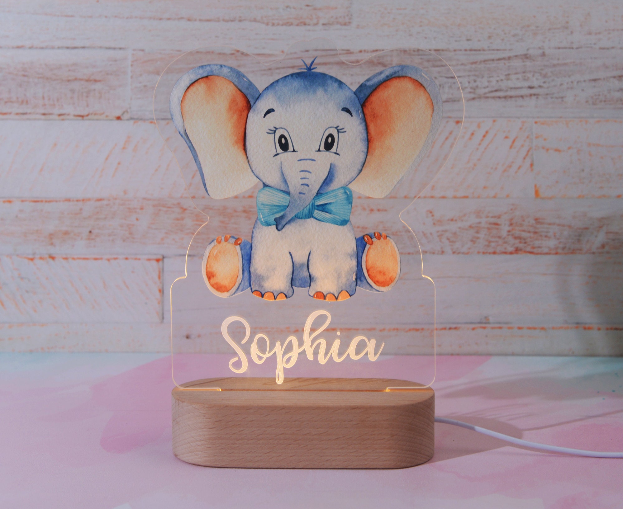 Funmii Luz nocturna personalizada para niños y niñas lindo elefante y luna  con nombre grabado lámpara de pared acrílica regalos personalizados para –  Yaxa Costa Rica