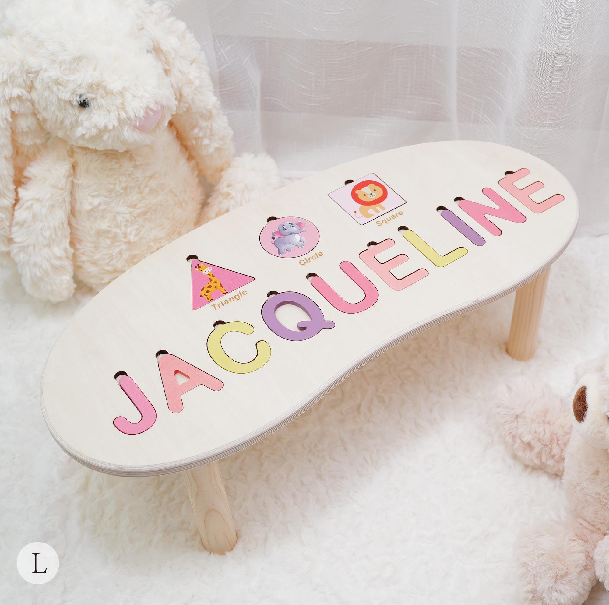 Personalized Name Puzzle Stool – Custom Toddler Bench for 1–3 Year Olds ...
