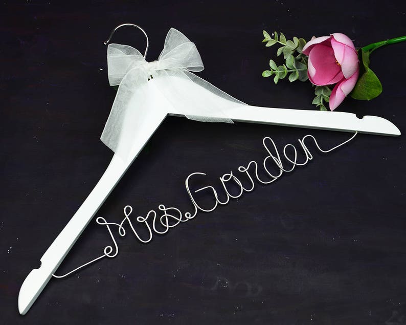 Wedding Bridal Shower Gift for Mother of the Bride Personalized Wedding Hanger Custom Bridal Hanger Bridesmaid Dress Hanger| 2mm Font E