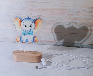 Lampada Notturna Personalizzata Con Nome Per Bambino - Luce LED, 4 Modalità, Regalo Nascita/Battesimo