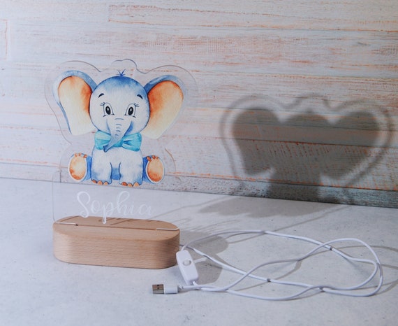 Lampada Notturna Personalizzata Con Nome Per Bambino - Luce LED, 4 Modalità, Regalo Nascita/Battesimo