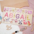 Personalized Wooden Name Puzzle for Girls, Colorful Educational Toy with Name, Numbers 1-10 & 7 Custom Elements, Perfect for Preschoolers product logo