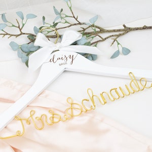 Personalized Hanger with Wire Name and Bow, Bridal Shower Gift for Bride, Personalized Bridal Hanger, Mrs Hanger, Bride Hanger, Wedding Gift image 7