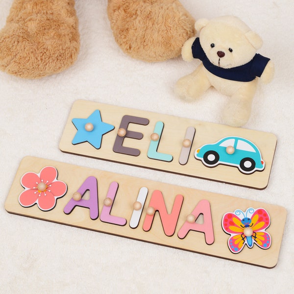 Personalisiertes Namenspuzzle mit Klammern, Personalisierte Geschenke für Kinder Mädchen mit Namen, Geschenke für Enkelkinder, Patengeschenk von Paten, Nichte Geschenk