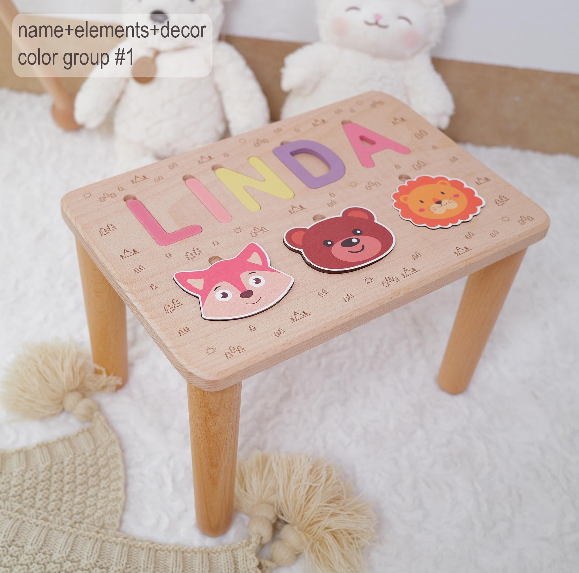 Personalized Wooden Name Puzzle Step Stool: Educational Toddler Gift ...
