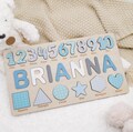Personalized Wooden Name Puzzle, Montessori Toy with Shapes & Numbers, Baby Boy Gift, Free Engraving product logo