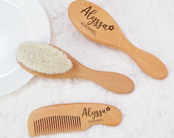 Custom Baby Hairbrush and Comb Set, Engraved Baby Hair Brush, Baby Brush and Comb, Newborn Brush, Welcome Baby Gift, Custom Baby Gift