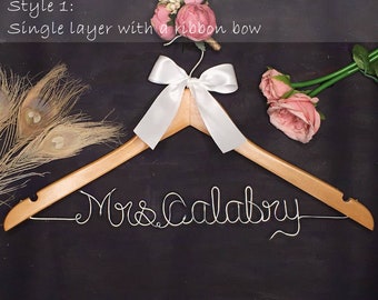 Bridal Shower Gift for Bride, Rustic Bridal Hanger, Mrs Wedding Hanger with Date, Bridesmaid Hanger Mother of Bride Groom