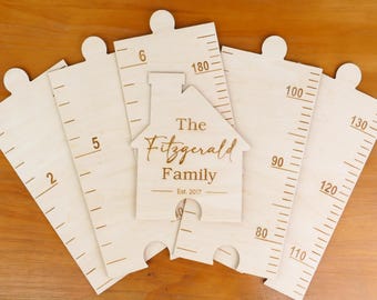 Diagramme de croissance personnalisé en bois : souvenir de famille gravé