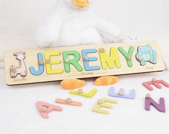 Personalized Name Puzzle with Pegs | Easter Gifts for Kids | Wooden Toys | Baby Shower Gift | Custom Toddler Toys | First Birthday Gift