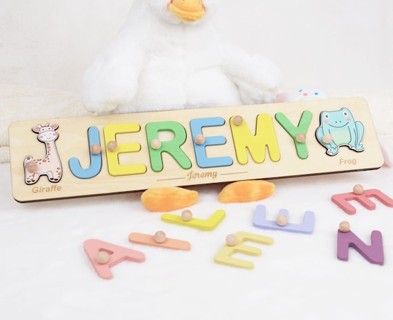 Personalized Name Puzzle with Pegs | Easter Gifts for Kids | Wooden Toys | Baby Shower Gift | Custom Toddler Toys | First Birthday Gift