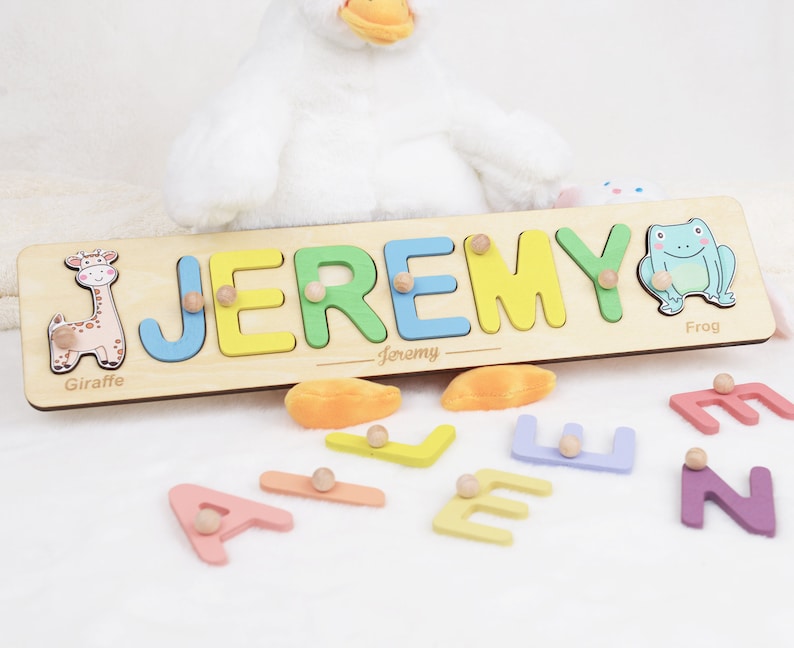 Personalized Name Puzzle with Elements, Easter Gifts for Kids, Child Toy Baby Shower Gift Girl Custom Toddler Gifts, First Birthday Gift Boy image 2