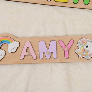 Personalized Name Puzzle, Baby Gift Wooden Montessori Toys, Christmas Gift Kids Busy Board Toddler Puzzle, First Birthday Gift Nursery Decor image 5