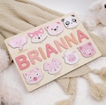 Personalized Children Name Puzzle with Animals, Learning Toy, Baby Girl First Birthday Gift product logo