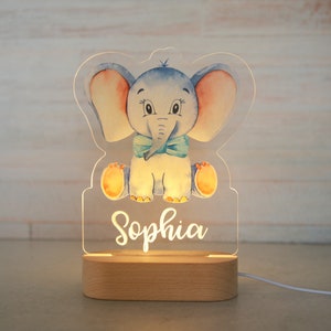 Kid Night Light with Custom Name, Nursery Room Night Light, Personalized Table Lamp, Nursery Light, Customized Toddler Gift, Nursery Decor T003 Elephant