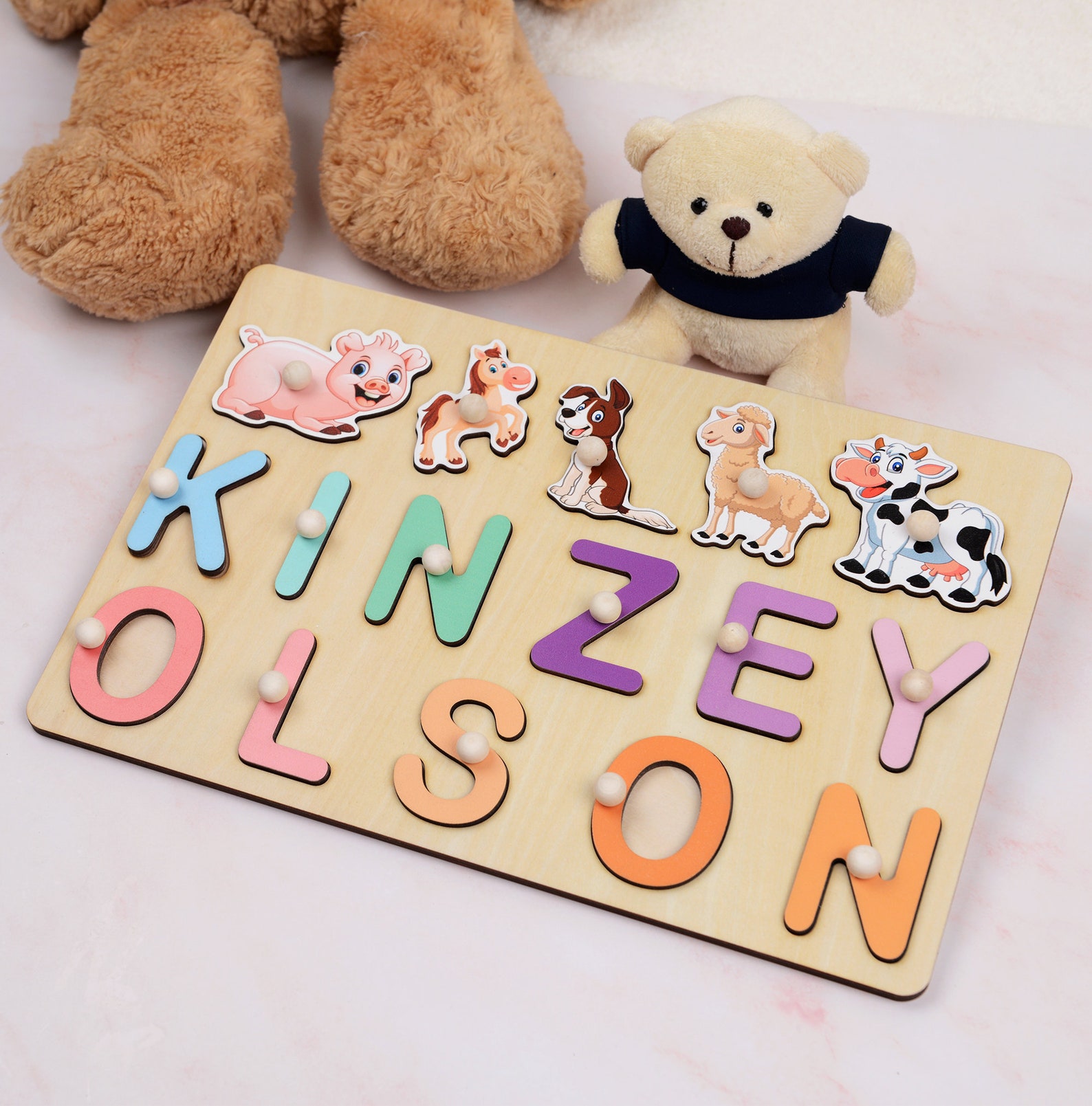 Custom Wooden Baby Name Puzzle Personalized Gift for Boy & Etsy