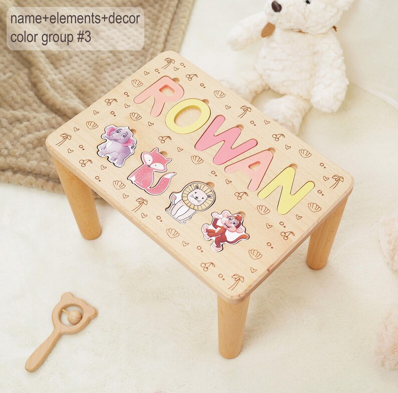Custom Wooden Name Puzzle Stool - Personalized Kids Step Stool ...