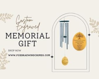 Personalized Memorial Wind Chime: Engraved Bereavement Gift, 30&quot;