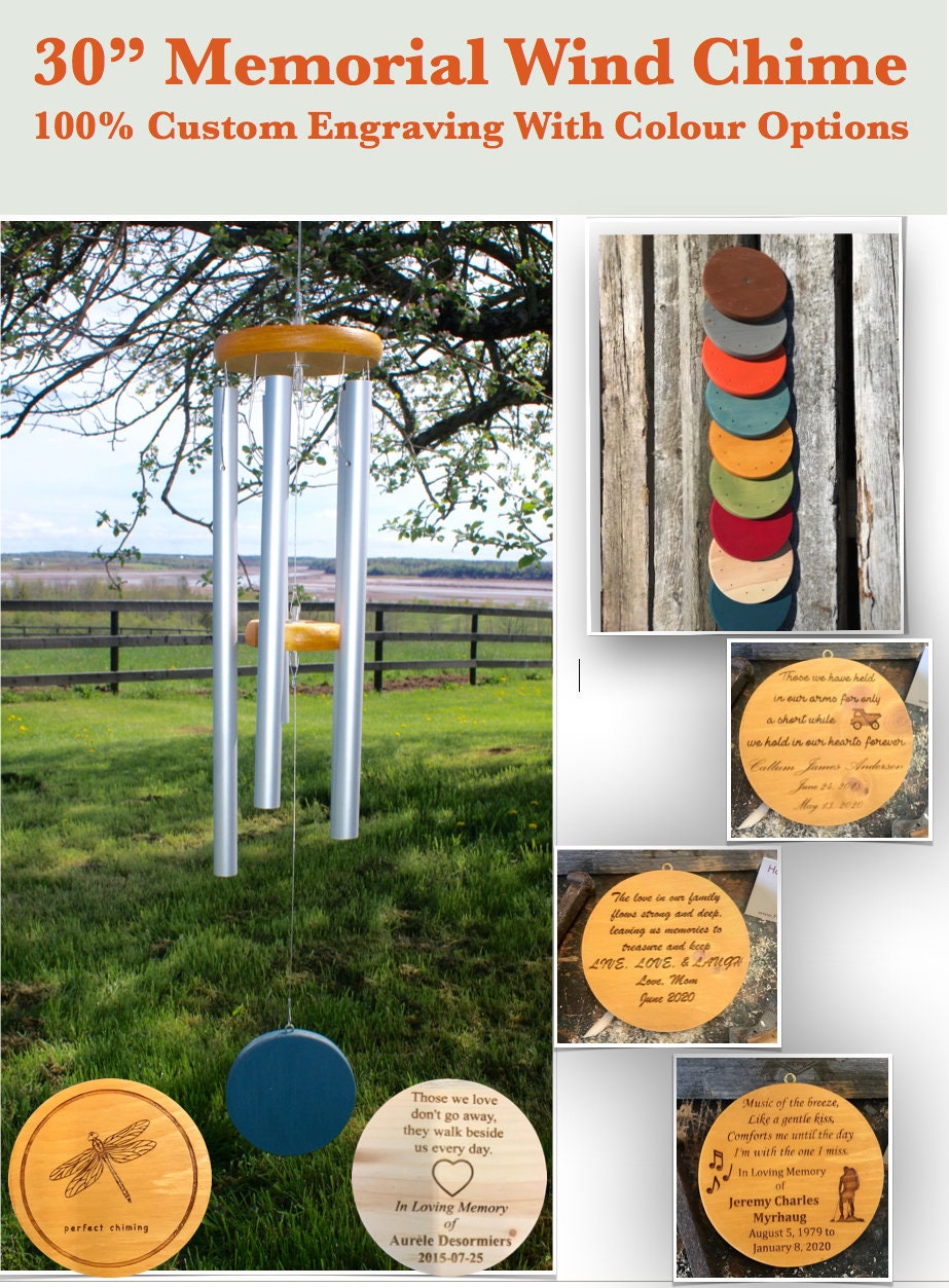 Personalized Memorial Wind Chime: Custom Engraved 30" Tribute