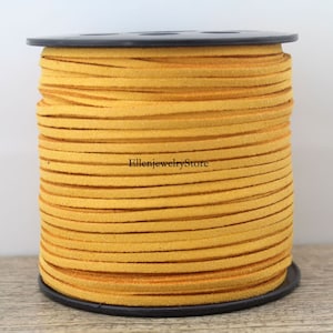 3x1mm Yellow Flat Faux Suede Cord,Leather Lace Beading String,Bracelet/Necklace Making,Jewelry Craft Supplies,Wholesale Leather Spool,DIY