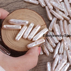 1 perla Biwa blanca natural de 5-7x23-25, perla de agua dulce de alto brillo, para hacer pendientes, pulseras y collares, venta al por mayor - WH0011