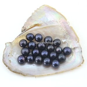 10 Pcs Black AAAA Natural Pearl Beads,Freshwater Round Pearls With No Hole,Pearls For Cage Pendants,Wholesale High Quality Pearls,DIY-C#2