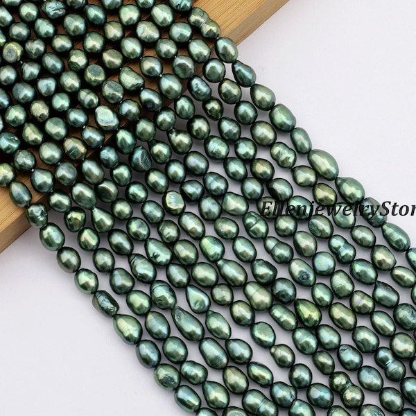 8-9mm Deep Green Freshwater Nugget Pearls Strand,For DIY Gift,Jewelry Making,Wholesale