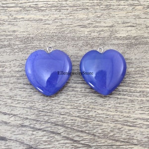 25x25mm Royal Blue Agate Heart Pendant,Petite Carved Gemstone Pendant,Puffy Heart Crystal Pendant for Jewelry Making,Wholesale Pendant-TR241