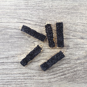 10x40mm Charming Natural Black Rectangle Drusy Pendant,Loose Black Druzy Cluster Pendant,Wholesale Pendant,Jewelry Accessories,DIY--NR081