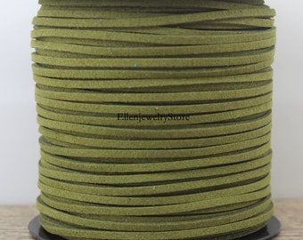May include: A spool of olive green suede cord, perfect for jewelry making or crafting projects.