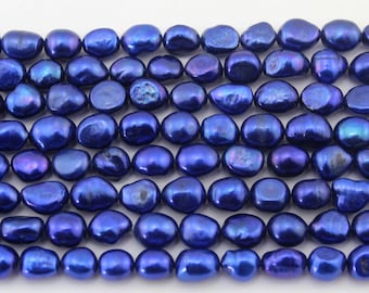 8-9mm Natural Freshwater Pearls,Loose Nugget Pearls Supplies,Wholesale Royal Blue Pearls,Bulk Wholesale Pearls,Pearls Necklace Making-EN007