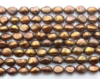 15%oFF 8-9mm Natural brown Pearl beads,brown pearls,baroque pearl strand,freshwater nugget pearl beads supplies-EN021