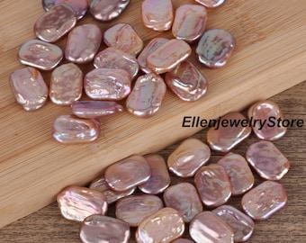 12x13mm Natural Purple Rectangle Freshwater Coin Pearls,Jewelry Making,No Hole Pearls-WH001