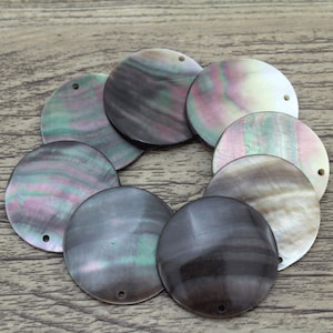 5 pendenti rotondi in madreperla nera naturale, grandi ciondoli a forma di moneta rotonda da 30 mm, per creare gioielli, regali fai da te, all'ingrosso - NR507