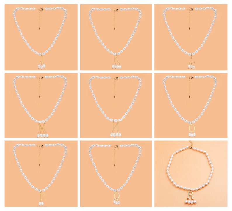 Anne Boleyn ketting, aangepaste ketting sieraden gouden eerste hangende parel ketting, personaliseren geschenken voor haar afbeelding 8