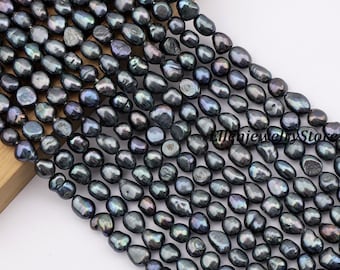 8-9mm Peacock Blue Natural Freshwater Pearls,Baroque Beads Strand Supplies,Jewelry Making,Wholesale,DIY
