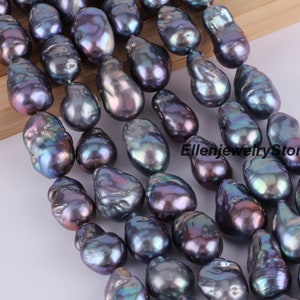 13-14x16-25mm Black Baroque Pearls Strand,Excellent Luster Pearl,Genuine Natural Freshwater Pearls,Pearls ForDIY Pearls Necklace,YHZ003-2
