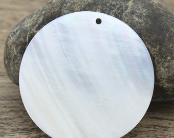 5pcs Natural White Mother of Pearl Shell Round Pendants,45mm Large Round Coin Charms Pendants Making Jewelry NR504