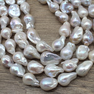 15-17X24-26mm High Luster Big Size Pearls,Natural White Baroque Pearls,Freshwater Baroque Pearls for Necklace Bracelet Making,DIY Pearl Gift