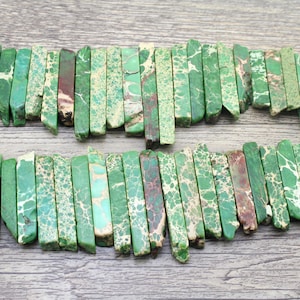 Olive Green Emperor Gemstone,Natural Ocean Sea Sediment Beads,Loose Stick Gemstone Supplies,Jewelry Making,DIY Jewelry,Wholesale Gemstone