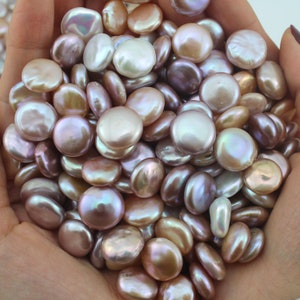 12-14mm Natural White/Pink/Purple Coin Pearls,High Qaulity Frewater Pearls,High Luster-Coin Pearl,DIY Pearls Jewelry,Undrilled No Hole Pearl