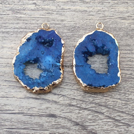 45mm Huge Round Druzy Gemstone Pendant,Gold Frame Druzy Agate Round Pendant
