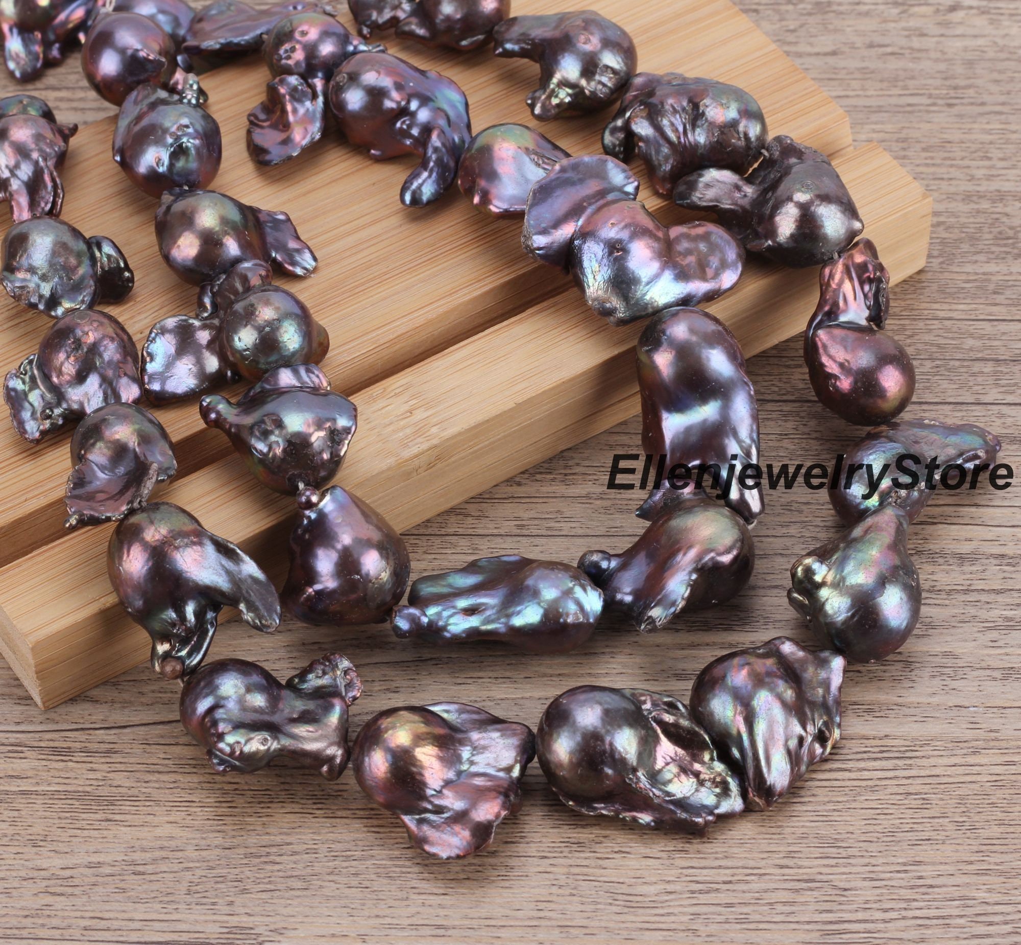 14 16x22 28mm Gorgeous Luster Peacock Black Pearls natural